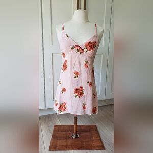 Reformation Babydoll Dress Lumina Slip Womens XS Pink Floral Summer Flowy Mini